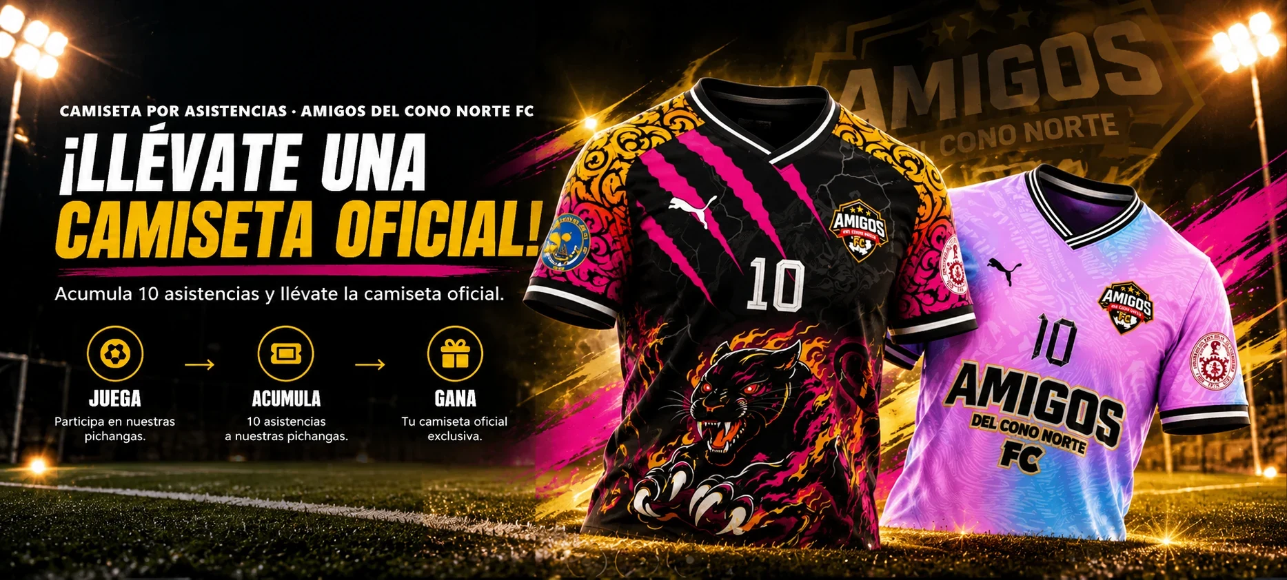 Acumula 10 asistencias y llévate la camiseta oficial.