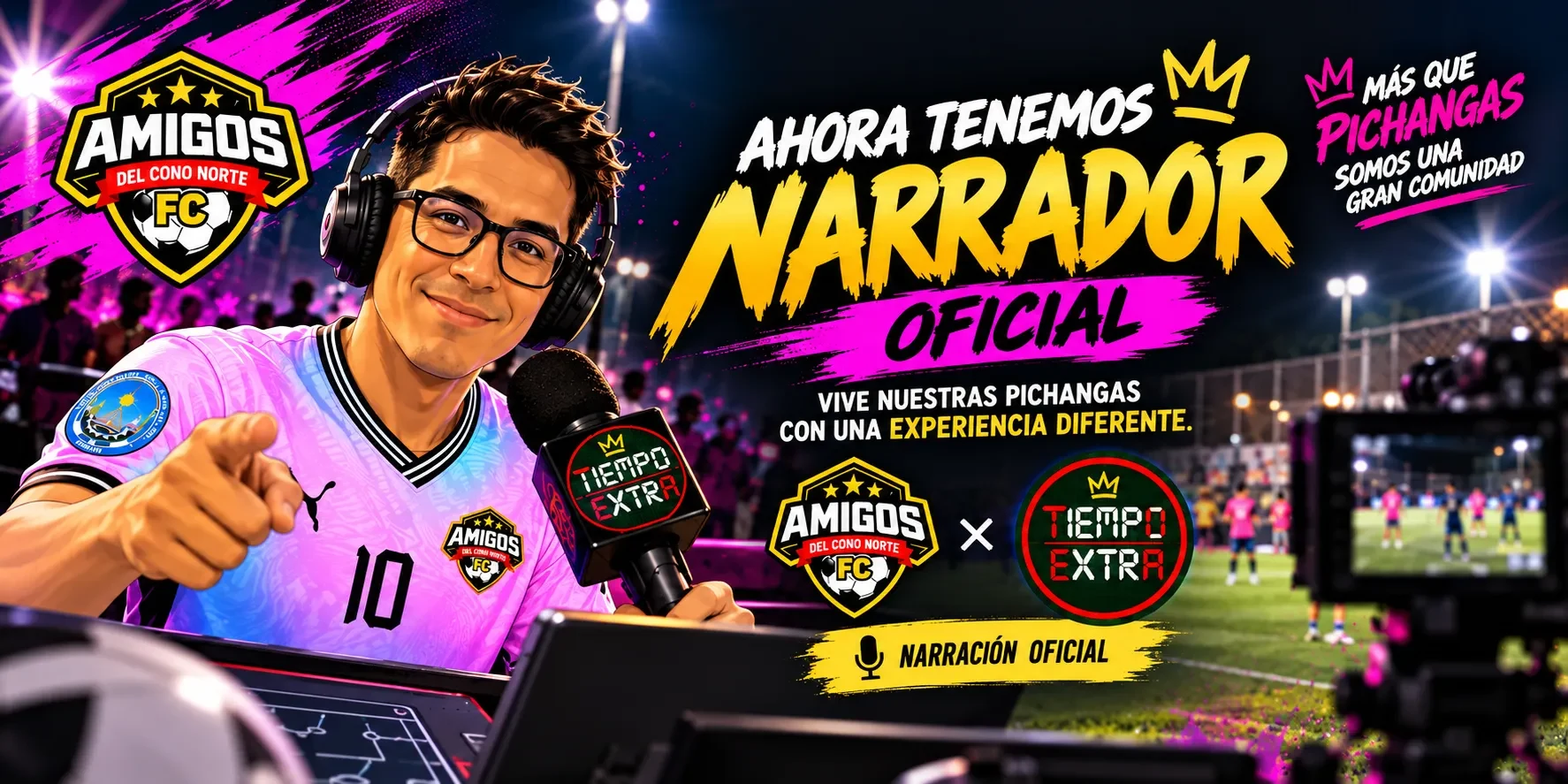 Presentación del narrador oficial de Amigos del Cono Norte FC junto a Tiempo Extra
